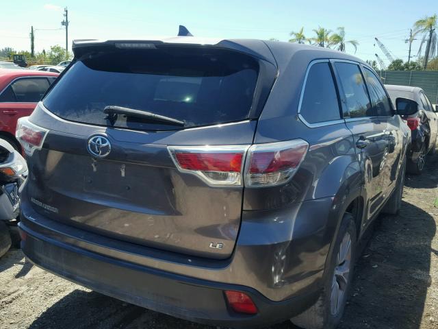 5TDZKRFH1ES009765 - 2014 TOYOTA HIGHLANDER GRAY photo 4