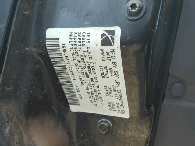 1G8AJ52F84Z129941 - 2004 SATURN ION LEVEL 黑色 照片 10
