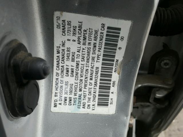 2HGFA1F58AH324828 - 2010 HONDA CIVIC LX SILVER photo 10