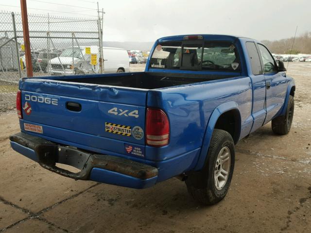 1B7GG22N61S217928 - 2001 DODGE DAKOTA BLUE photo 4