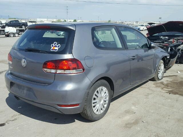 WVWAB7AJ5CW114964 - 2012 VOLKSWAGEN GOLF CHARCOAL photo 4