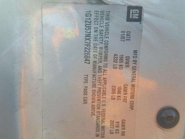 1G1ZU57NX7F226847 - 2007 CHEVROLET MALIBU LTZ Gümüş foto 10