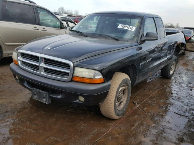 1B7GL22X71S292165 - 2001 DODGE DAKOTA BLACK photo 2