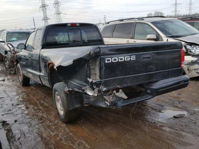 1B7GL22X71S292165 - 2001 DODGE DAKOTA BLACK photo 3