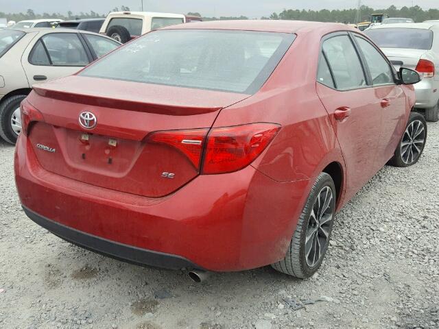 5YFBURHE8HP672701 - 2017 TOYOTA COROLLA L RED photo 4