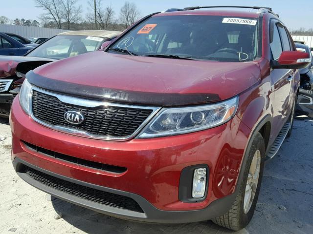 5XYKT3A63EG511742 - 2014 KIA SORENTO LX RED photo 2