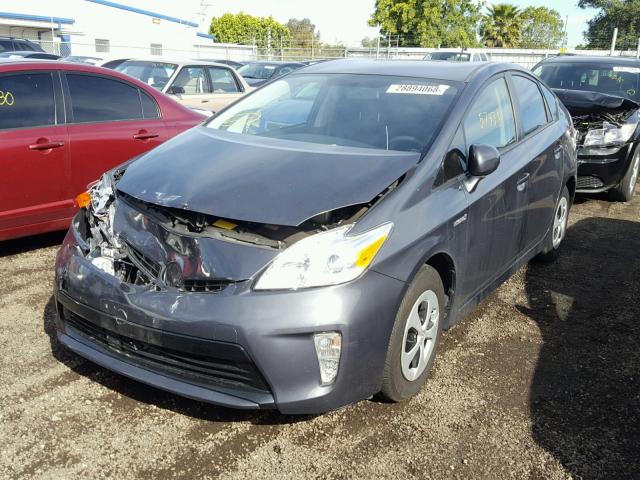 JTDKN3DU0D5625824 - 2013 TOYOTA PRIUS CHARCOAL photo 2