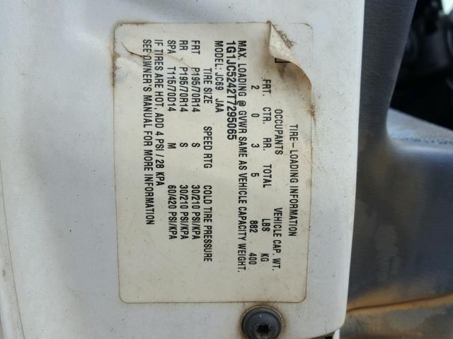 1G1JC5242T7295065 - 1996 CHEVROLET CAVALIER WHITE photo 10