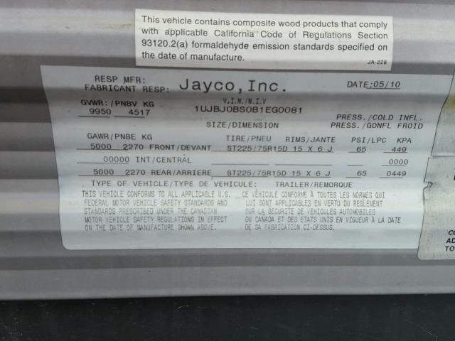 1UJBJ0BS0B1EG0081 - 2011 JYCO JAY FLIGHT WHITE photo 10