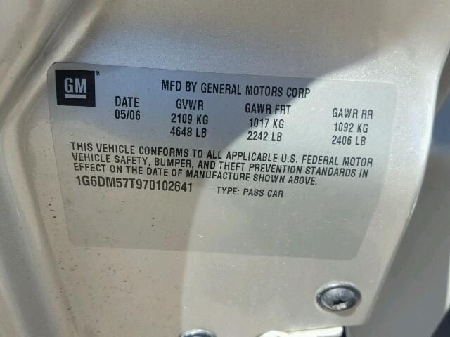 1G6DM57T970102641 - 2007 CADILLAC CTS SILVER photo 10