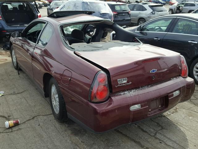 2G1WW12E229320574 - 2002 CHEVROLET MONTE CARL MAROON photo 3