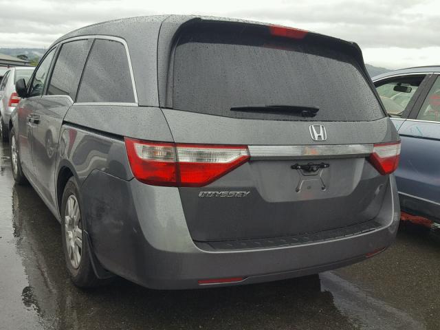 5FNRL5H2XBB059756 - 2011 HONDA ODYSSEY LX GRAY photo 3