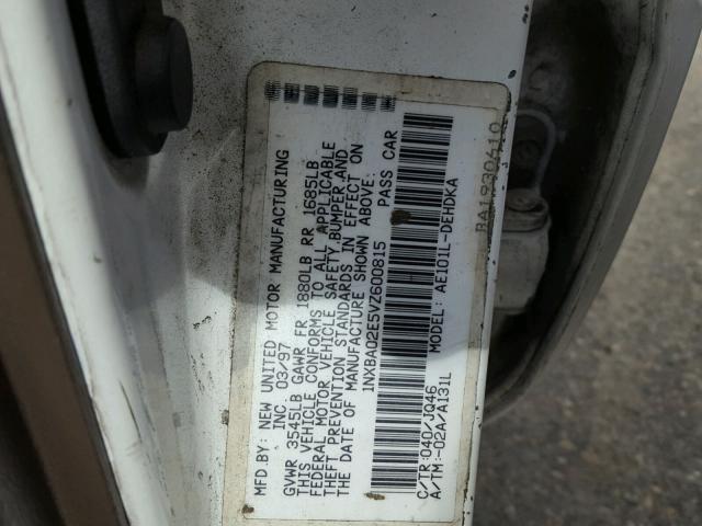 1NXBA02E5VZ600815 - 1997 TOYOTA COROLLA BA WHITE photo 10