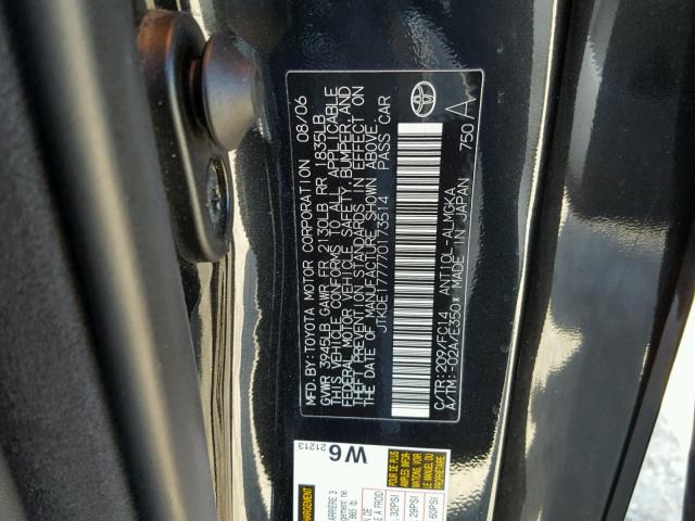 JTKDE177770173514 - 2007 TOYOTA SCION TC 黑色 照片 10