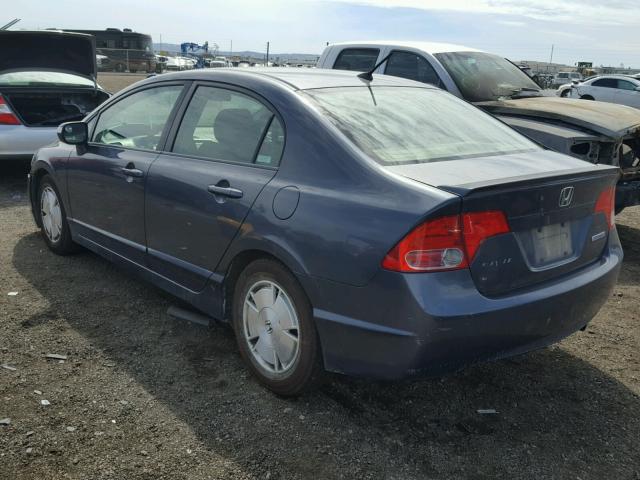 JHMFA36237S017714 - 2007 HONDA CIVIC HYBR BLUE photo 3