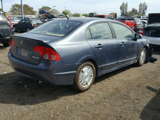 JHMFA36237S017714 - 2007 HONDA CIVIC HYBR BLUE photo 4