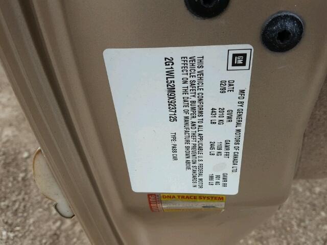 2G1WL52M9X9237125 - 1999 CHEVROLET LUMINA BAS ოქროსფერი ფოტო 10