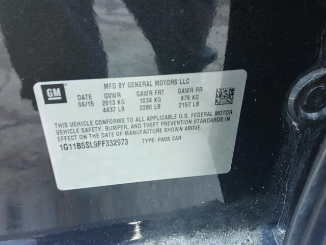 1G11B5SL9FF332973 - 2015 CHEVROLET MALIBU LS 黑色 照片 10