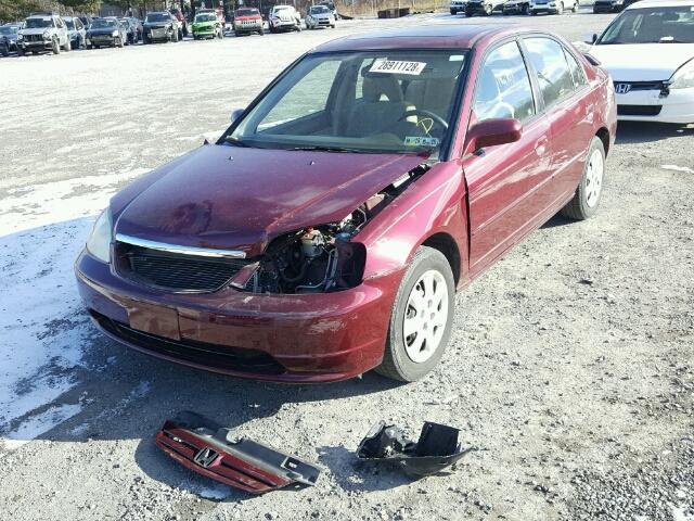 2HGES26723H513106 - 2003 HONDA CIVIC EX MAROON photo 2