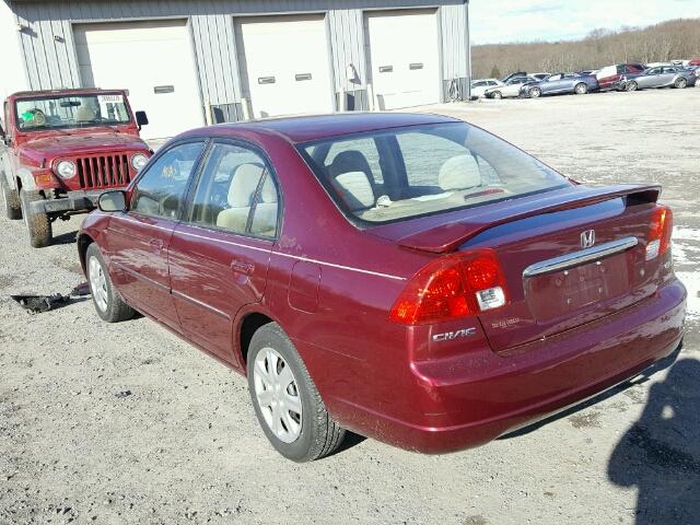 2HGES26723H513106 - 2003 HONDA CIVIC EX MAROON photo 3