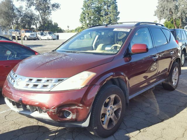 JN8AZ08TX5W314739 - 2005 NISSAN MURANO SL BURGUNDY photo 2