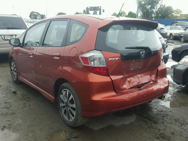 JHMGE8H51CC012884 - 2012 HONDA FIT SPORT ORANGE photo 3