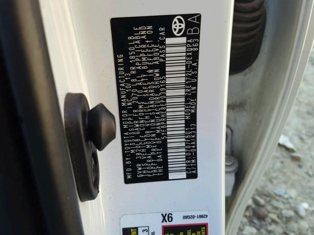 5YFBPRHE8EP039165 - 2014 TOYOTA COROLLA EC 白色 照片 10