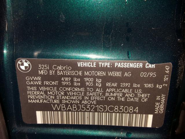 WBABJ5321SJC83084 - 1995 BMW 325 IC GREEN photo 10