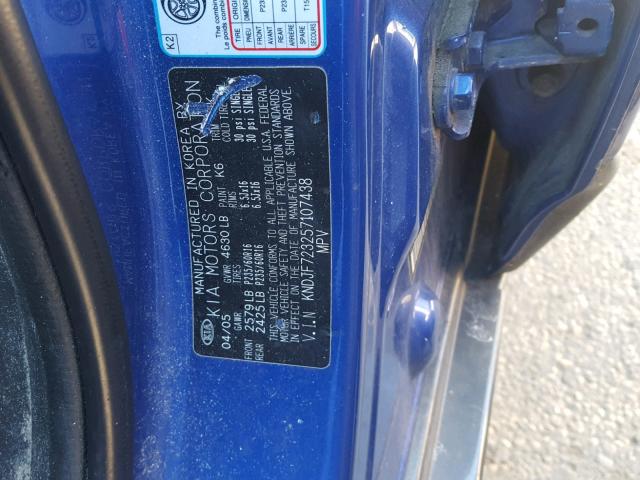 KNDJF723257107438 - 2005 KIA NEW SPORTA BLUE photo 10