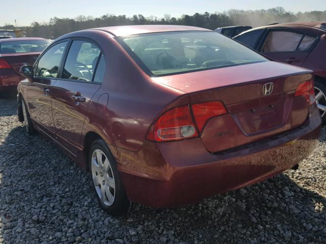 1HGFA16507L120374 - 2007 HONDA CIVIC LX RED photo 3