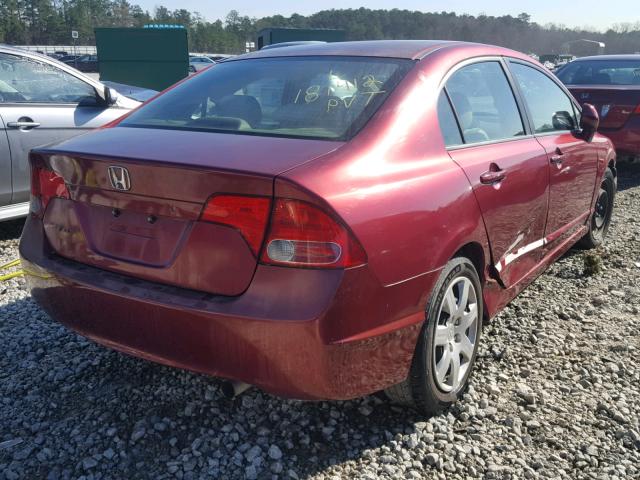 1HGFA16507L120374 - 2007 HONDA CIVIC LX RED photo 4