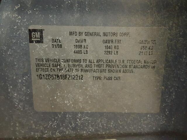 1G1ZG57B18F212012 - 2008 CHEVROLET MALIBU LS ლურჯი ფოტო 10