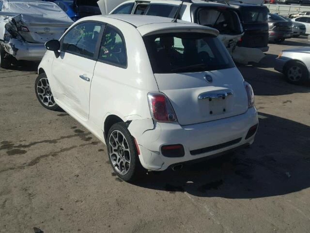 3C3CFFBR5CT126280 - 2012 FIAT 500 SPORT WHITE photo 3