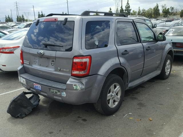 1FMCU49H08KE63480 - 2008 FORD ESCAPE HEV GRAY photo 4