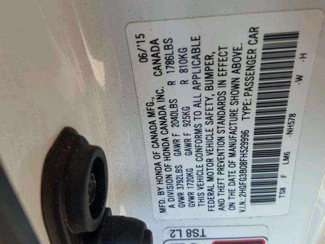 2HGFG3B08FH529996 - 2015 HONDA CIVIC EXL 白色 照片 10