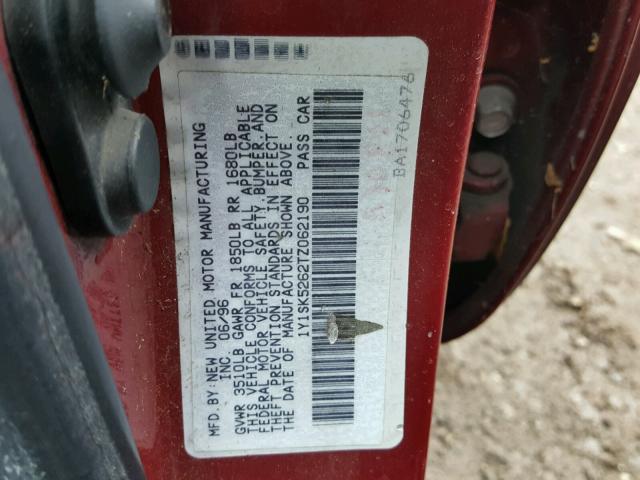 1Y1SK5262TZ062190 - 1996 GEO PRIZM BASE ბურგუნდია ფოტო 10