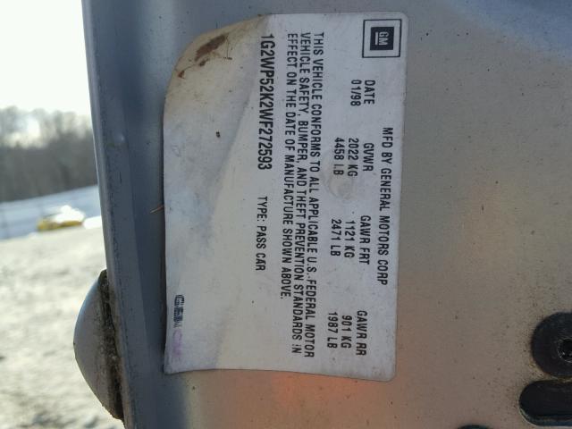 1G2WP52K2WF272593 - 1998 PONTIAC GRAND PRIX GRAY photo 10