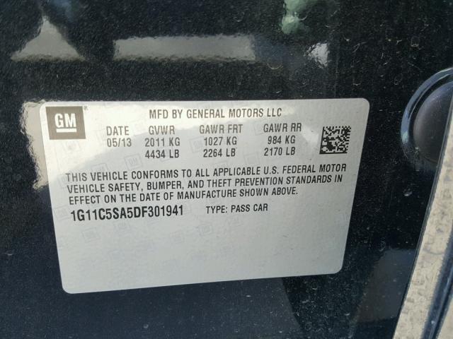 1G11C5SA5DF301941 - 2013 CHEVROLET MALIBU 1LT 黑色 照片 10