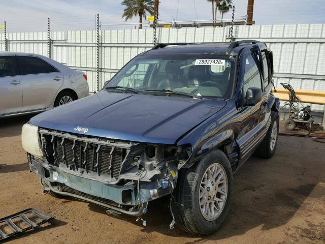 1J4GX58S42C229371 - 2002 JEEP GRAND CHER BLUE photo 2