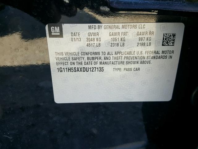 1G11H5SAXDU127135 - 2013 CHEVROLET MALIBU LTZ 黑色 照片 10