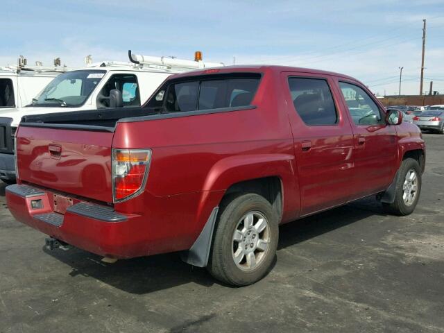 2HJYK16596H534118 - 2006 HONDA RIDGELINE RED photo 4