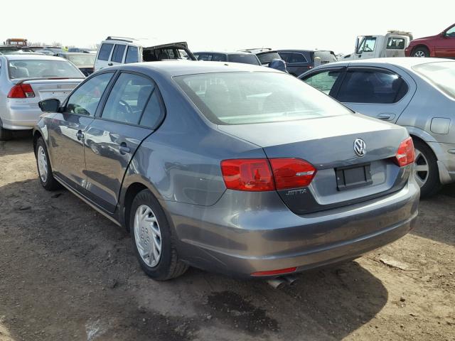 3VW2K7AJ0DM431778 - 2013 VOLKSWAGEN JETTA BASE Մոխրագույն լուսանկար 3