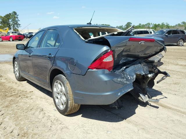 3FAHP0HA4BR255187 - 2011 FORD FUSION SE BLUE photo 3