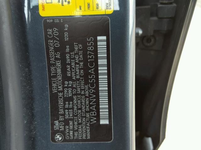 WBANV9C55AC137855 - 2010 BMW 535 XI GRAY photo 10