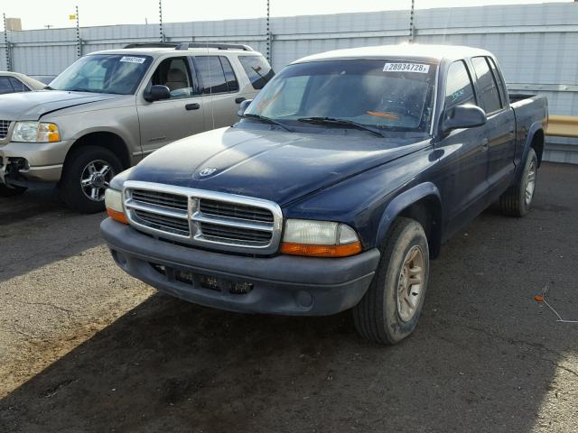 1D7HL38K44S663671 - 2004 DODGE DAKOTA QUA BLUE photo 2