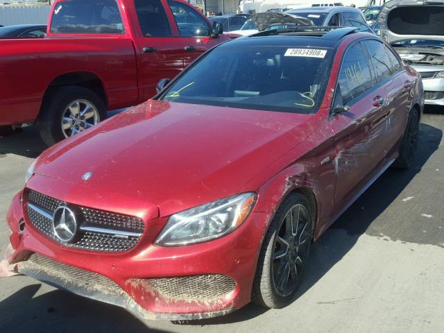 55SWF6EB0HU215993 - 2017 MERCEDES-BENZ C 43 4MATI RED photo 2