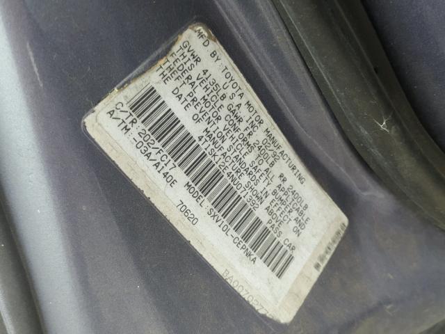 4T1SK12E4NU071392 - 1992 TOYOTA CAMRY LE PURPLE photo 10