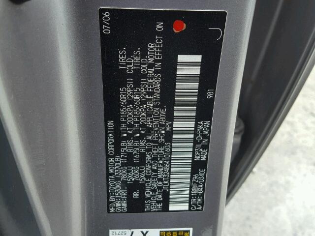 JTLKT324864101603 - 2006 TOYOTA SCION XB ვერცხლისფერი ფოტო 10