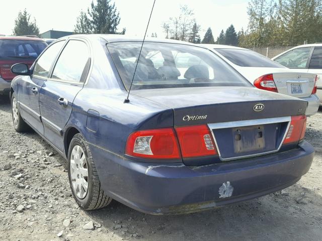 KNAGD126645281284 - 2004 KIA OPTIMA LX BLUE photo 3