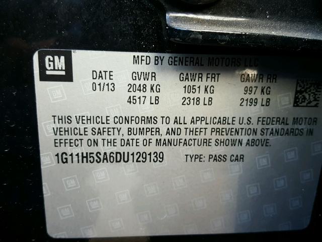 1G11H5SA6DU129139 - 2013 CHEVROLET MALIBU LTZ 黑色 照片 10